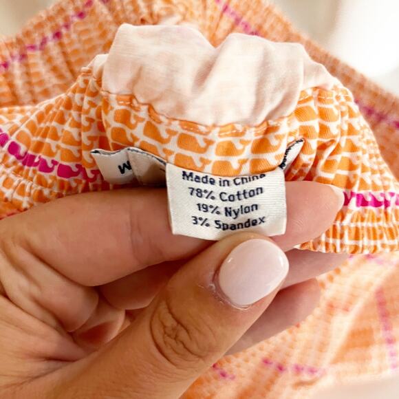 Vineyard Vines Whale Print Stripe Stretch A-Line Pull-On Mini Skirt Peach Medium - Picture 6 of 6